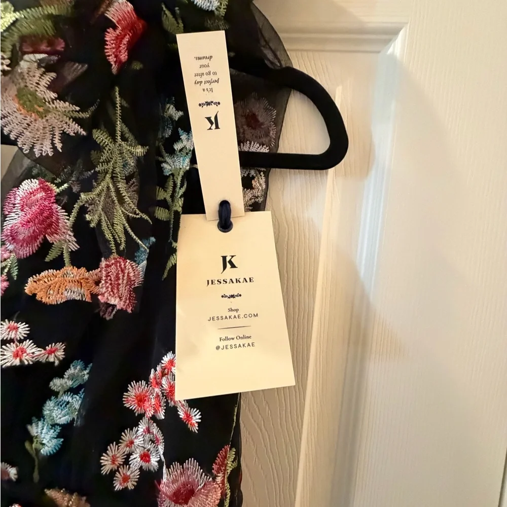 JessaKae Black Maxi Dress with Multicolor Floral Embroidery - Picture 5 of 8